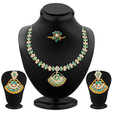 Sukkhi Delightful Aqua and White Colour Stone Studded Necklace Set