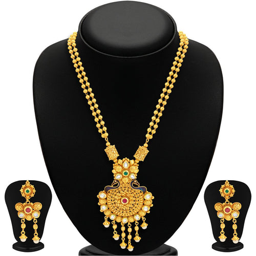 Sukkhi Magnificent Pecock Gold Plated Necklace Set For Women