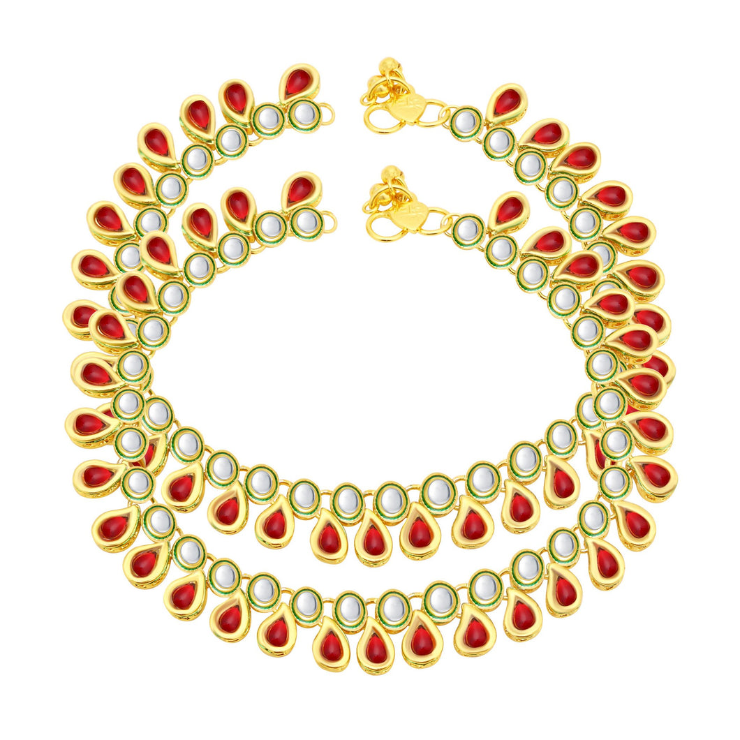 Sukkhi Exotic Gold Plated Anklet For Women Pack Of 2