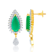 Pissara Well Crafted Gold and Rhodium plated Emerald CZ Pendant Set -2
