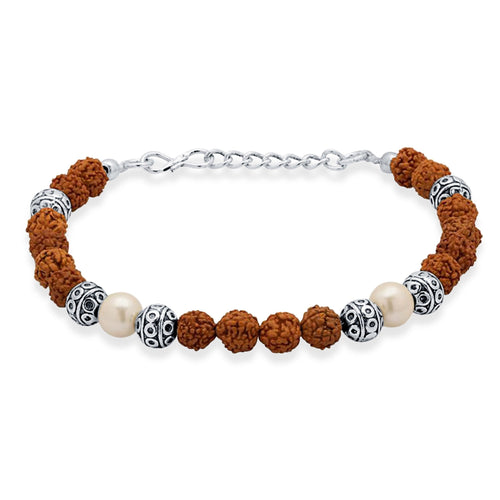Sukkhi Classic Rudraksha Rhodium Plated Bracelet For Men