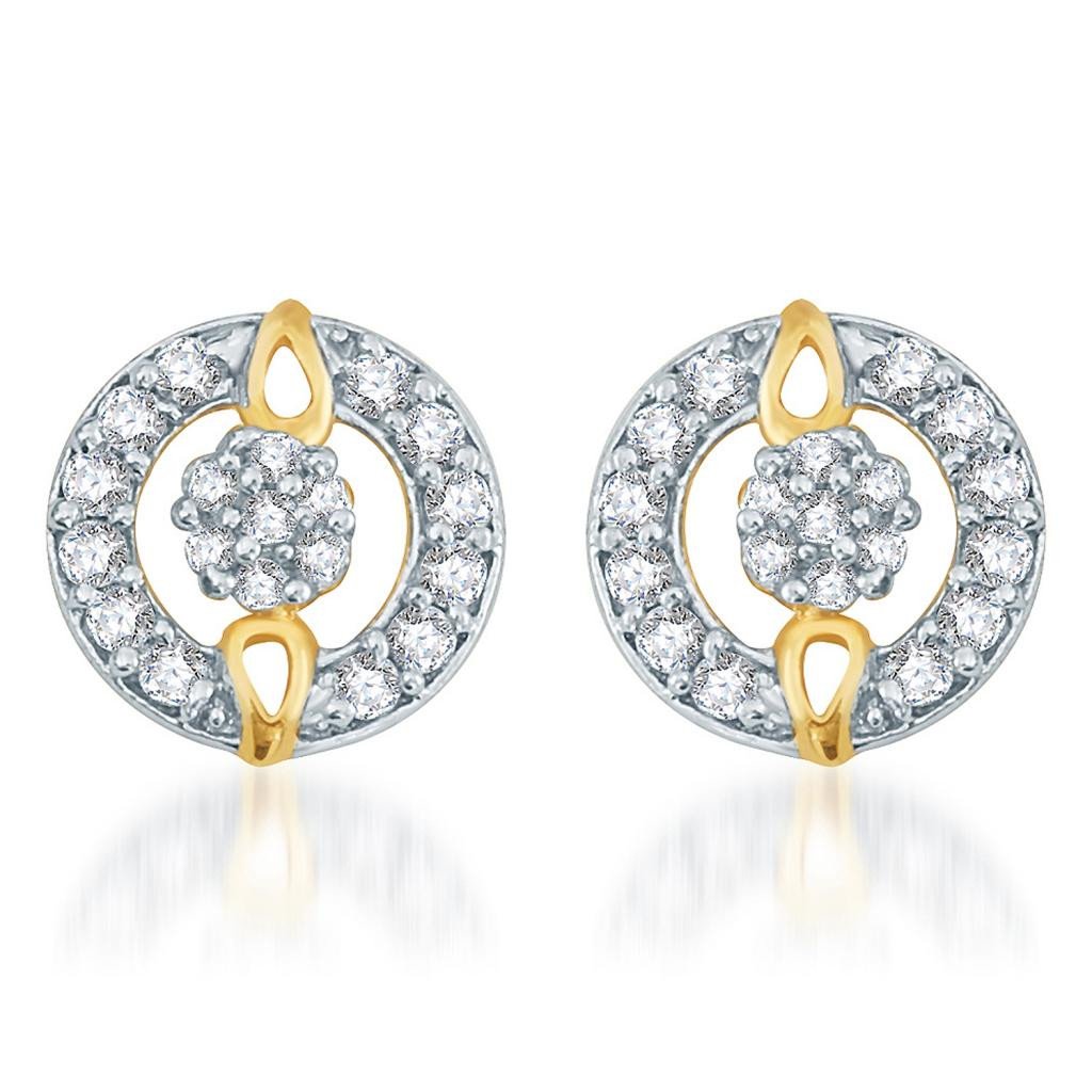 Pissara Exotic Gold and Rhodium plated CZ Earrings 
