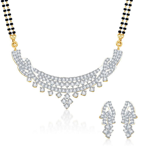 Pissara Fabulous Gold and Rhodium plated CZ Mangal Sutra Set 