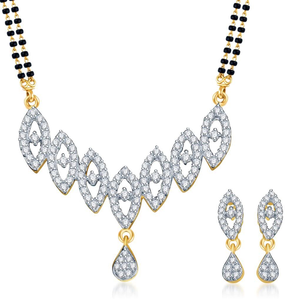 Pissara Youthful Trendy Gold and Rhodium plated CZ Mangal Sutra Set 