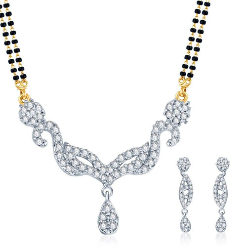 Pissara Exotic Gold and Rhodium plated CZ Mangal Sutra Set 