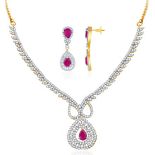 Pissara Gold and Rhodium plated Exotic CZ Necklace Set 