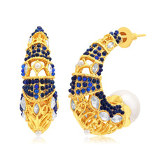 Sukkhi Blossomy Gold Plated Blue Stone Chandbali Earrings For Women