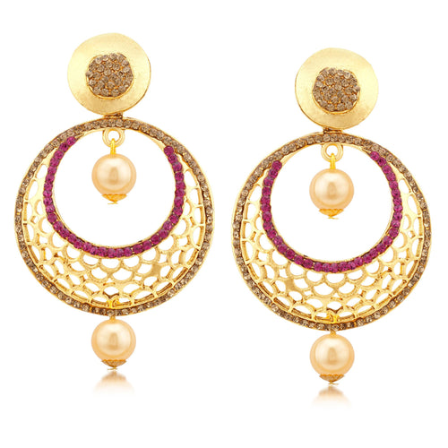 Sukkhi Dazzling Gold Plated LCT Stone Chandbali Earrings For Women