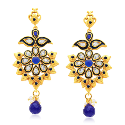 Sukkhi Amazing Gold Plated AD Dangle Earrings For Women
