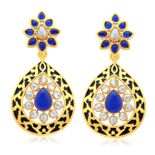 Sukkhi Exquisite Gold Plated AD Dangle Earrings For Women