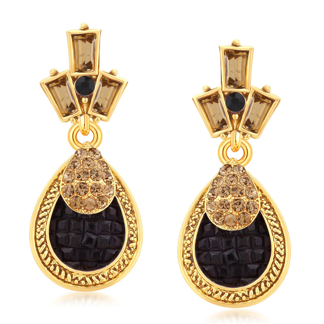 Sukkhi Blossomy  Gold Plated LCT Stone Dangle Earrings For Women