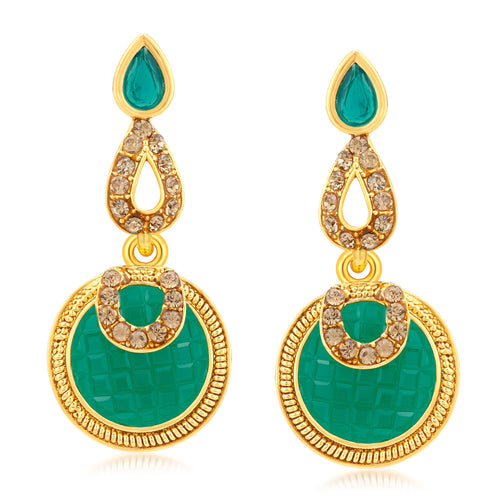 Sukkhi Gorgeous  Gold Plated LCT Stone Dangle Earrings For Women