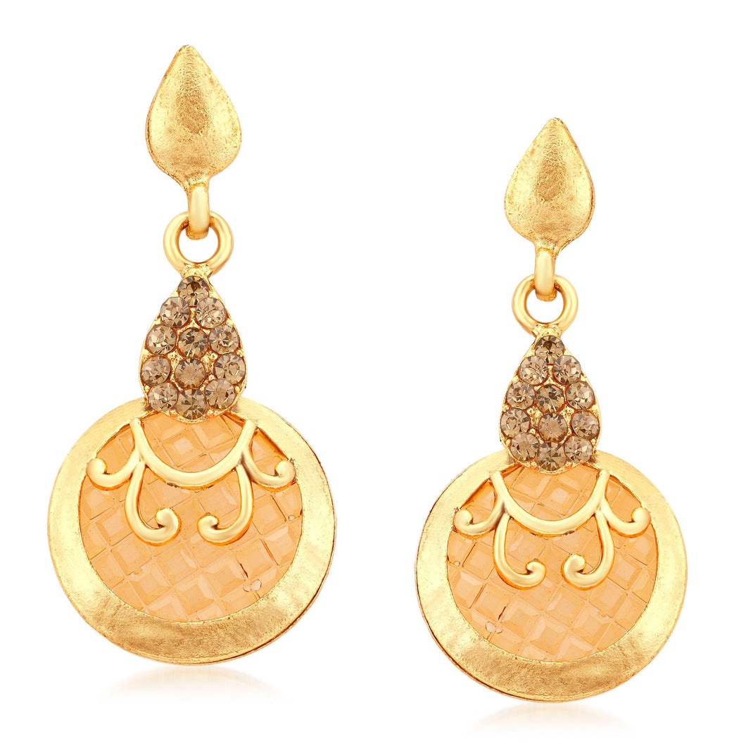 Sukkhi Royal  Gold Plated LCT Stone Dangle Earrings For Women