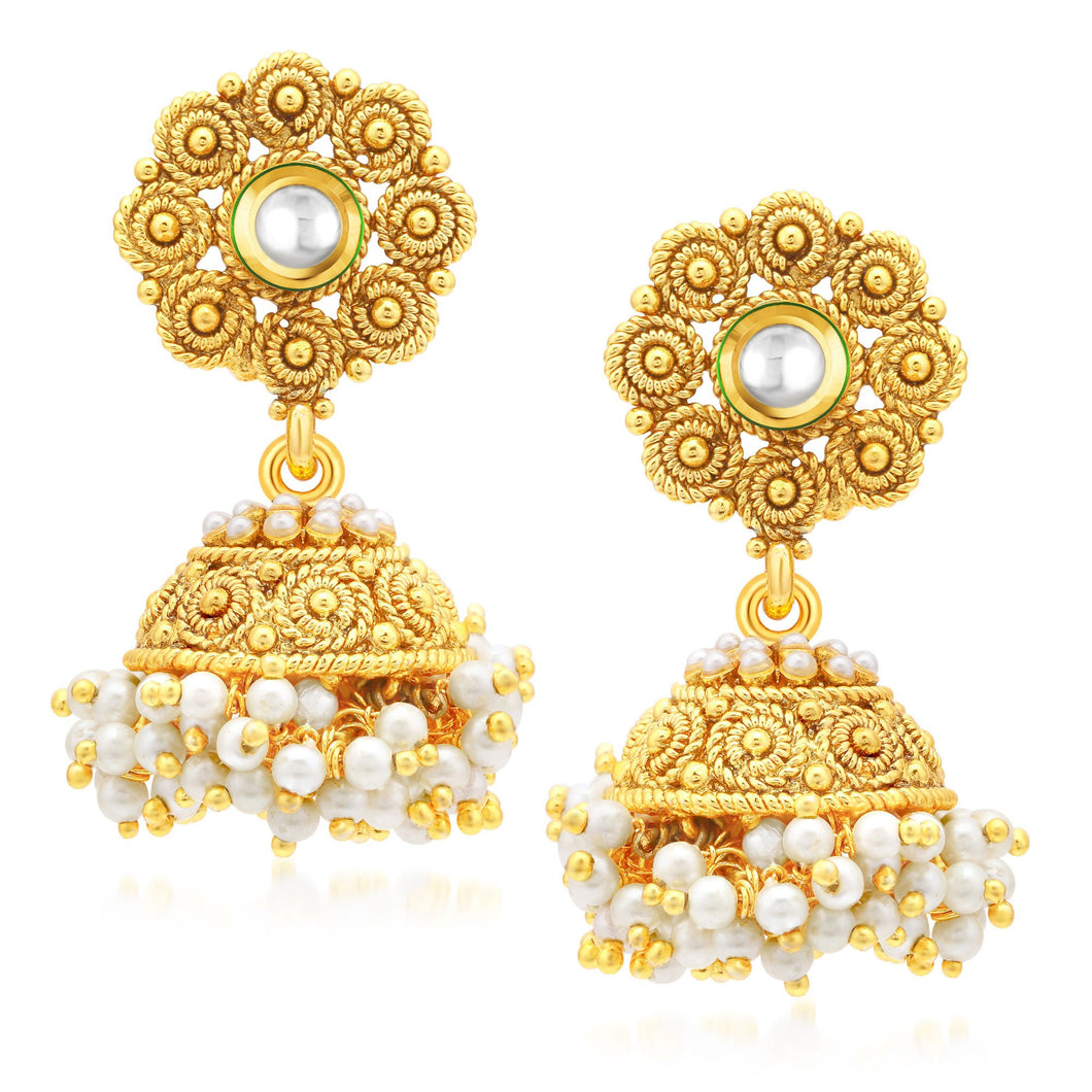 Sukkhi Pretty Jalebi Gold Plated Jhumki Earrings For Women