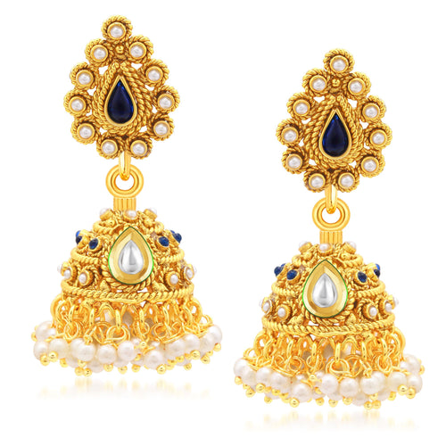 Sukkhi Shimmering Gold Plated Jhumki Earrings For Women