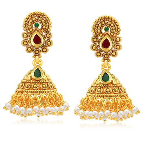 Sukkhi Delightful Gold Plated Jhumki Earrings For Women