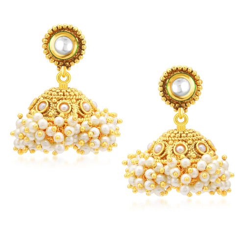 Sukkhi Glistening Gold Plated Jhumki Earrings For Women