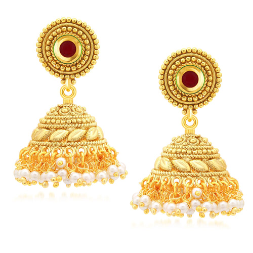 Sukkhi Astonishing Gold Plated Jhumki Earrings For Women