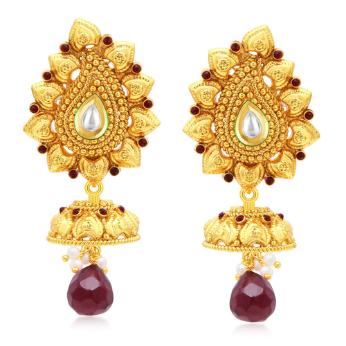 Sukkhi Sleek Gold Plated Jhumki Earrings For Women