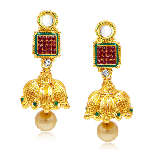 Sukkhi Marquise Gold Plated Jhumki Earrings For Women