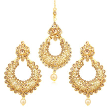 Sukkhi Excellent Gold Plated LCT Stone Earrings With Mangtikka For Women