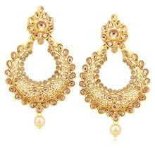 Sukkhi Excellent Gold Plated LCT Stone Earrings With Mangtikka For Women-1