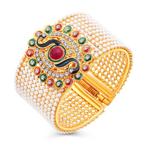 Sukkhi Stylish Peacock Gold Plated AD Kada For Women Pack Of 1