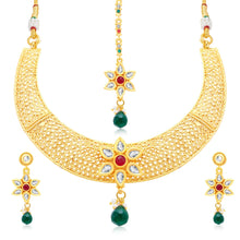 Sukkhi Delightful Gold Plated AD Choker Necklace Set For Women
