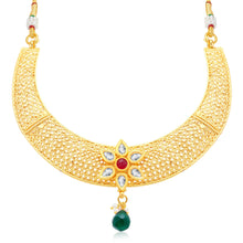 Sukkhi Delightful Gold Plated AD Choker Necklace Set For Women-1