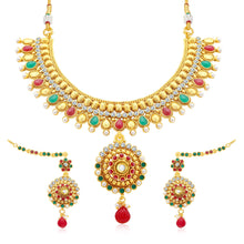 Sukkhi Gleaming Gold Plated AD Collar Necklace Set For Women