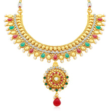 Sukkhi Gleaming Gold Plated AD Collar Necklace Set For Women-1