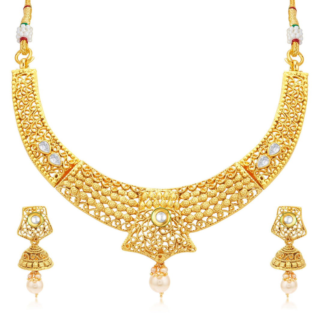 Sukkhi Royal Gold Plated Collar Necklace Set For Women