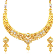 Sukkhi Wavy Gold Plated Collar Necklace Set For Women