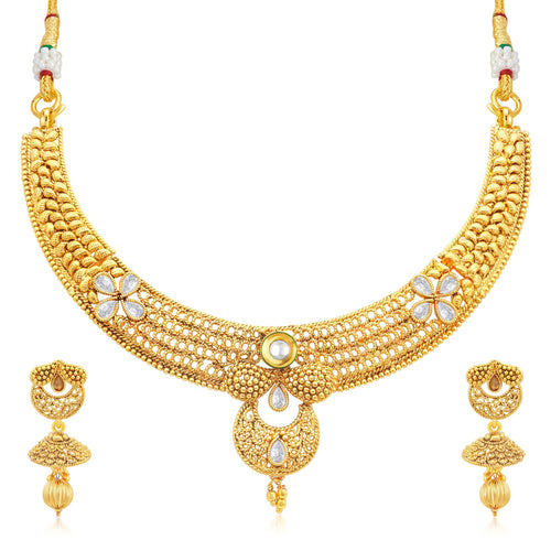 Sukkhi Intricately Gold Plated Collar Necklace Set For Women