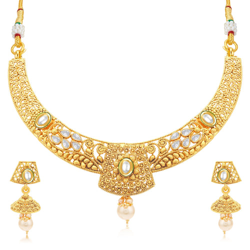 Sukkhi Exquitely Gold Plated Collar Necklace Set For Women