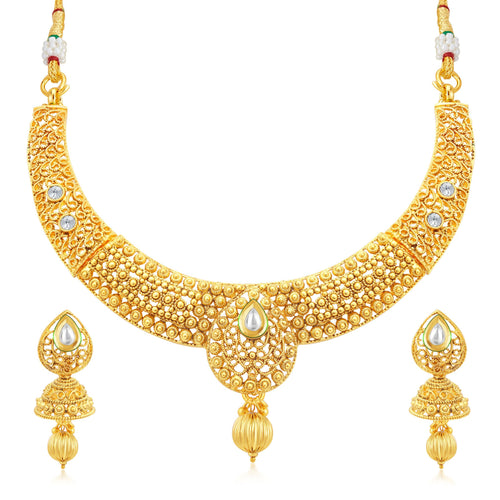 Sukkhi Pretty Gold Plated Collar Necklace Set For Women