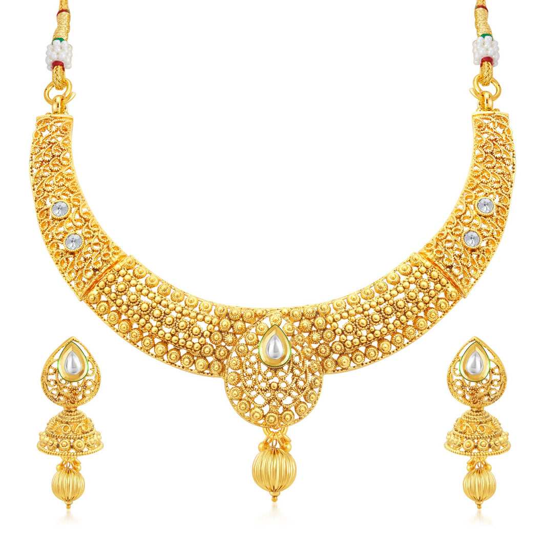 Sukkhi Pretty Gold Plated Collar Necklace Set For Women