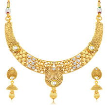 Sukkhi Brilliant Jalebi Gold Plated Collar Necklace Set For Women