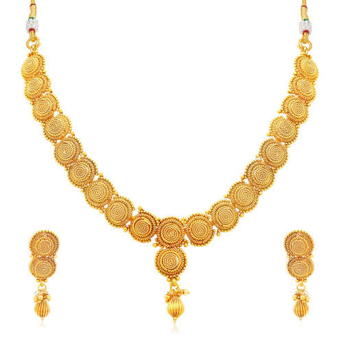 Sukkhi Glimmery Jalebi Gold Plated Collar Necklace Set For Women