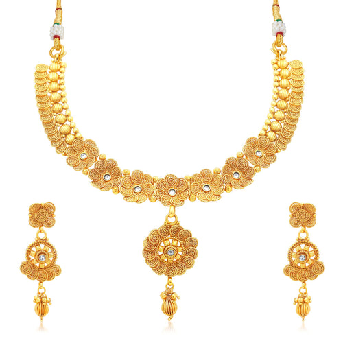 Sukkhi Stunning Jalebi Gold Plated Collar Necklace Set For Women