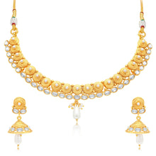 Sukkhi Intricately Crafted Jalebi Gold Plated AD Collar Necklace Set For Women