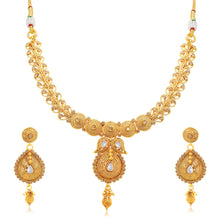 Sukkhi Artistically Jalebi Gold Plated LCT Stone Collar Necklace Set For Women