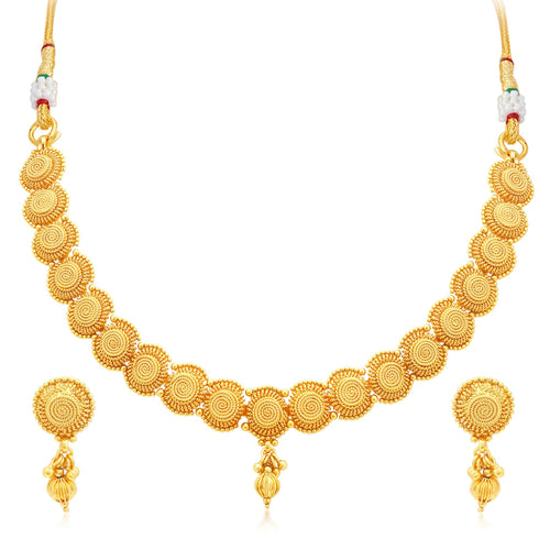 Sukkhi Fascinating Jalebi Gold Plated Collar Necklace Set For Women