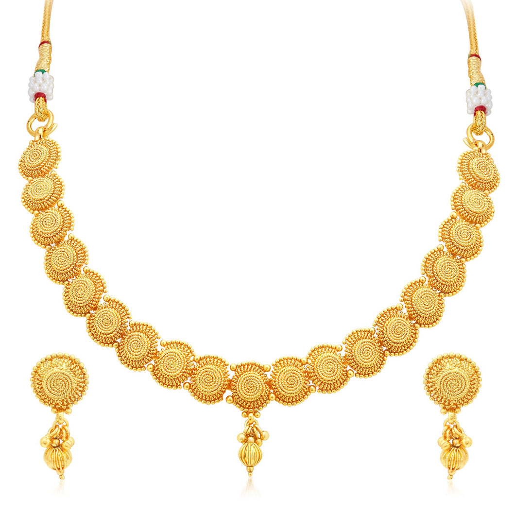 Sukkhi Fascinating Jalebi Gold Plated Collar Necklace Set For Women