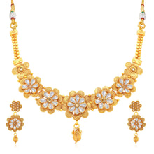 Sukkhi Sublime Jalebi Gold Plated AD With LCT Stone Collar Necklace Set For Women