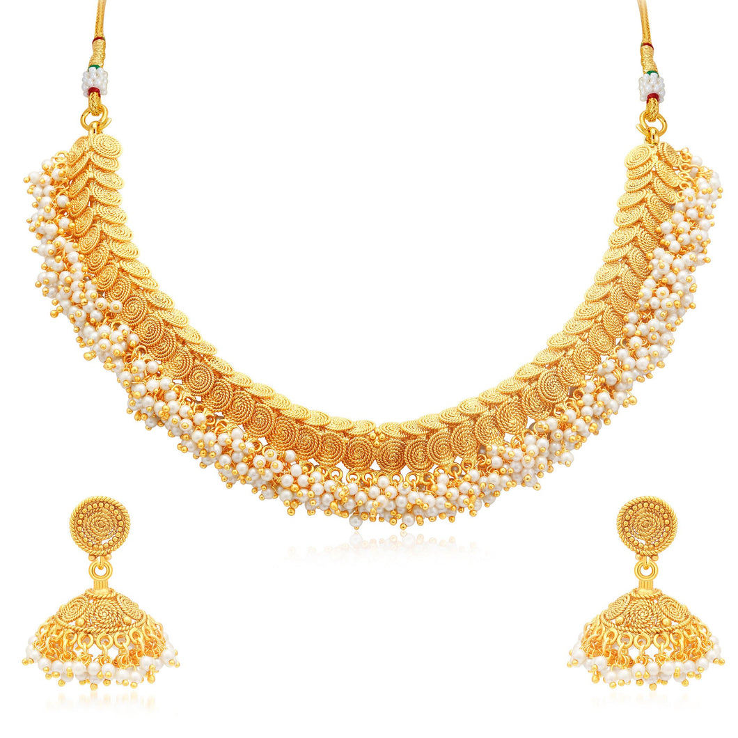 Sukkhi Excellent Jalebi Gold Plated Choker Necklace Set For Women