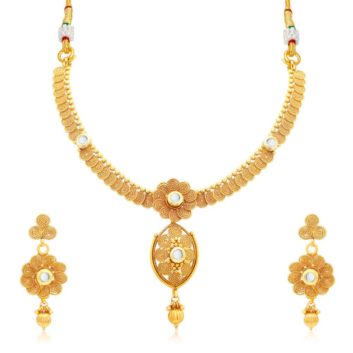 Sukkhi Modern Jalebi Gold Plated Collar Necklace Set For Women