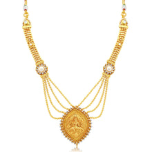 Sukkhi Attractive Laxmi Temple Gold Plated AD Long Haram Necklace Set For Women-1