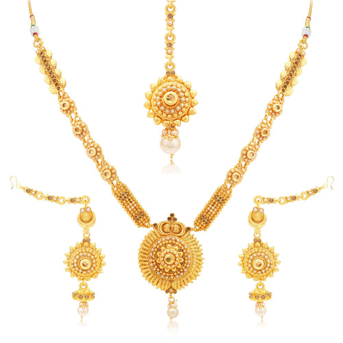 Sukkhi Graceful LCT Stone Gold Plated Long Haram Necklace Set For Women