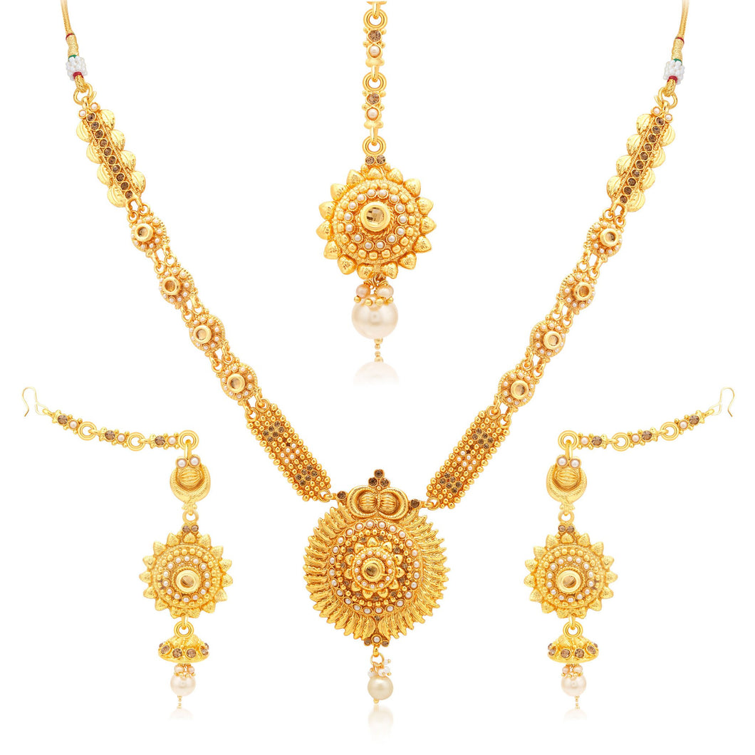 Sukkhi Graceful LCT Stone Gold Plated Long Haram Necklace Set For Women